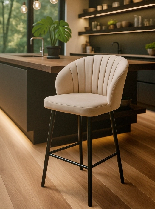 Полубарный стул Бэнбу, велюр бежевый velutto 05 / черный