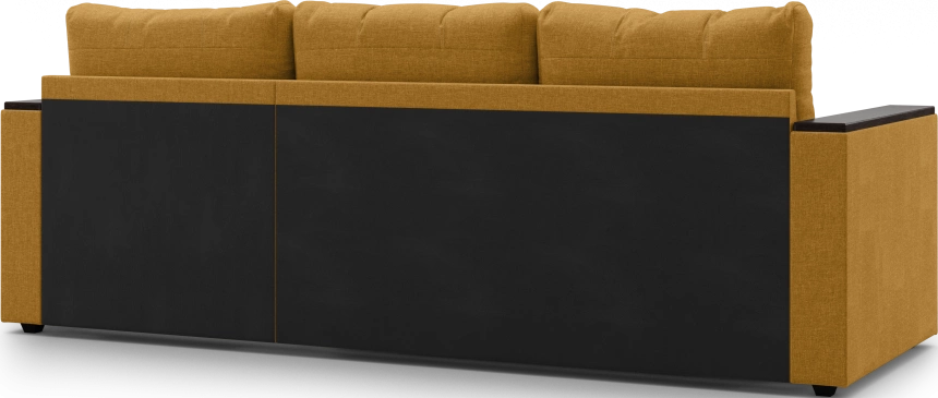 Диван угловой, Атлантик, модель 111, Savana Plus yellow (cоломенный) / ECOstile Chocolate / венге