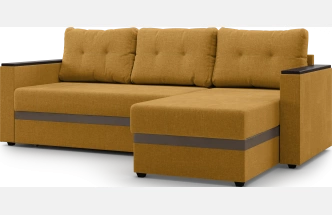 Диван угловой, Атлантик, модель 111, Savana Plus yellow (cоломенный) / ECOstile Chocolate / венге