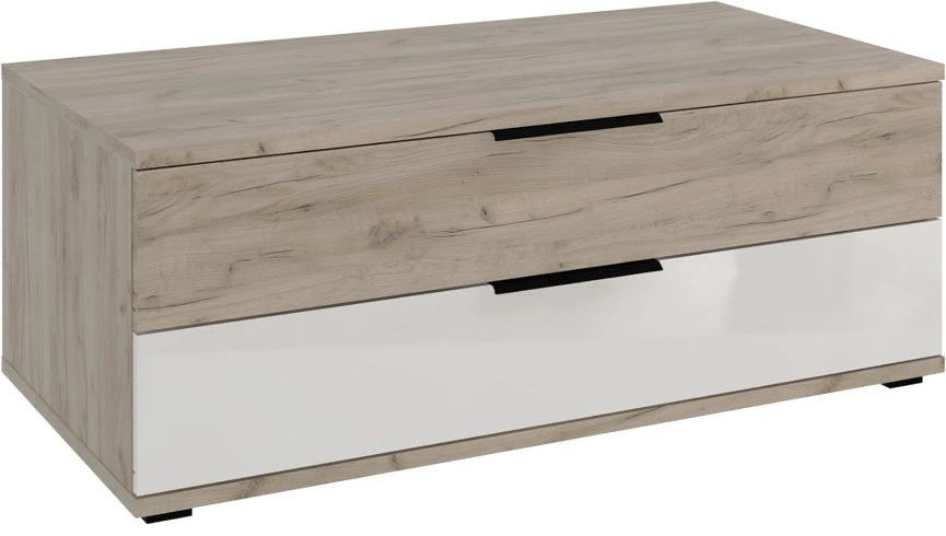 Тумба под ТВ Альянс, 2 ящика, 119x45x59, Дуб крафт / Белый глянец