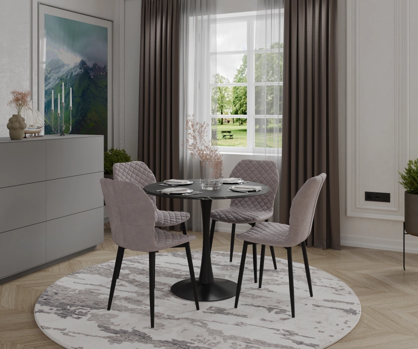 Стул Софи, мягкий, светло-серый / черный