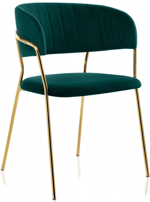 Стул Kamelia, на металлокаркасе, зелёный / золото