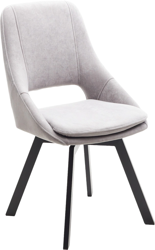 Стул Asp, мягкий, поворотный, B22 Серый велюр, черный каркас