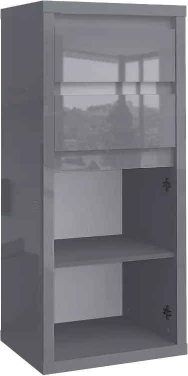 Комод Норден, с двумя ящиками и дверью, Серый глянец