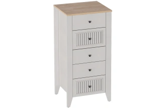 Комод Валенсия, на ножках, с пятью ящиками, персидский жемчуг / дуб натуральный светлый