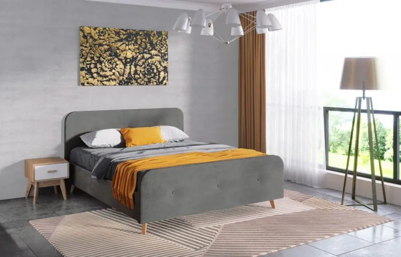 Кровать Сиерра 120, мягкая, полутораспальная, торонто серый