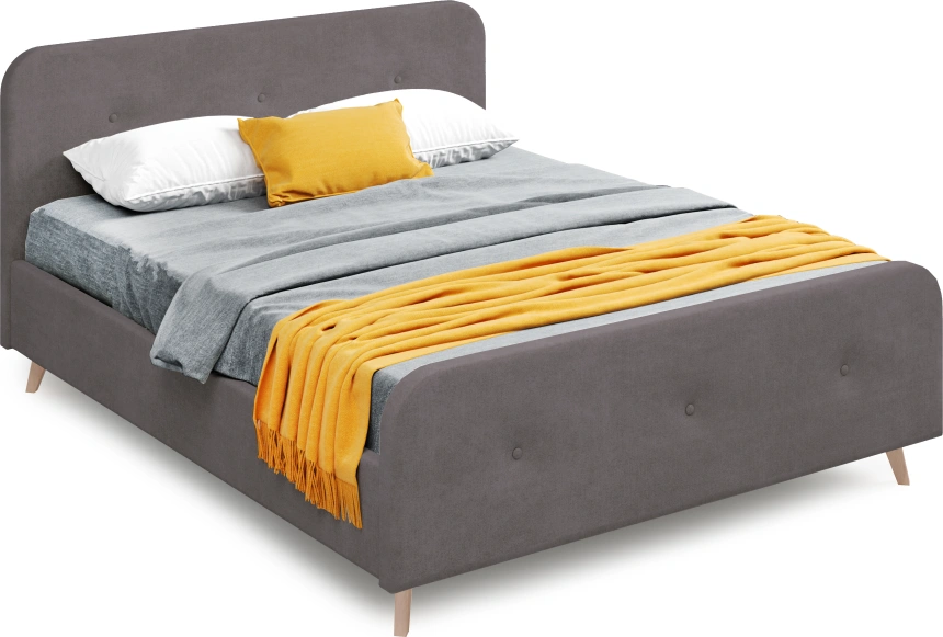 Кровать Сиерра 120, мягкая, полутораспальная, торонто серый
