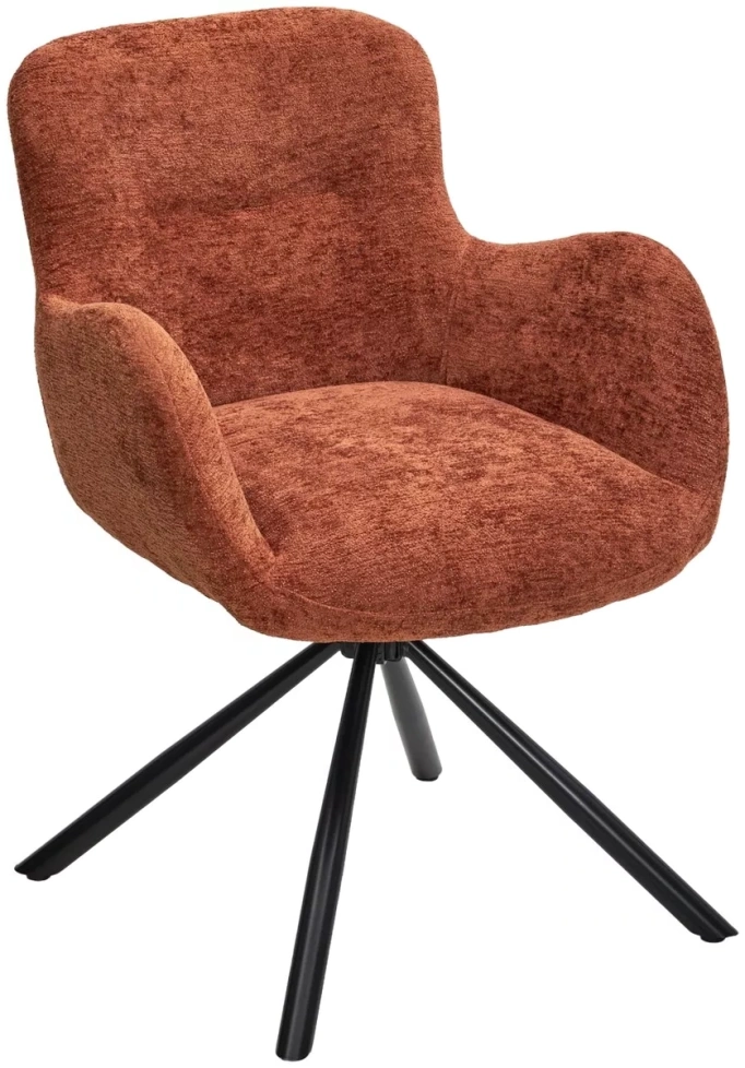 Стул Karol, поворотный, 3018-09 терракотовый, шенилл, черный каркас