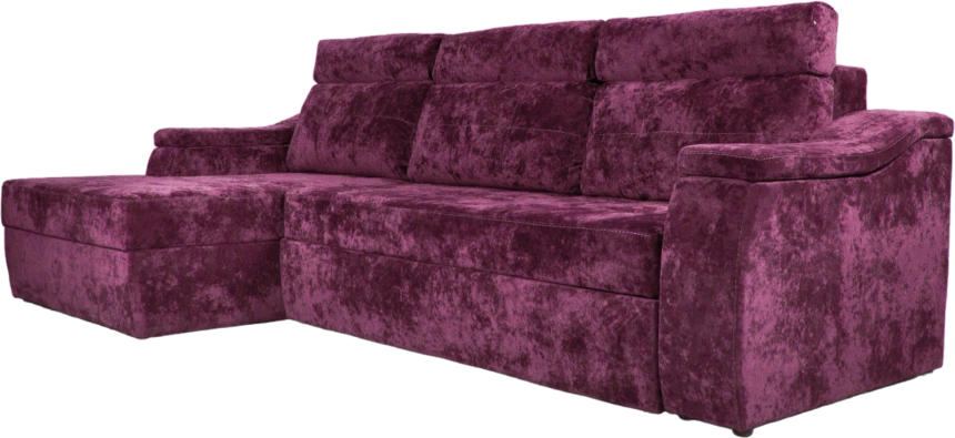 Диван угловой Бруно, Plush rose wood, ткань белая, угол левый