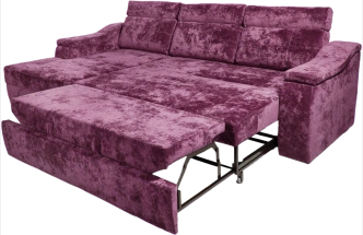 Диван угловой Бруно, Plush rose wood, ткань белая, угол левый
