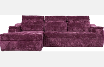 Диван угловой Бруно, Plush rose wood, ткань белая, угол левый