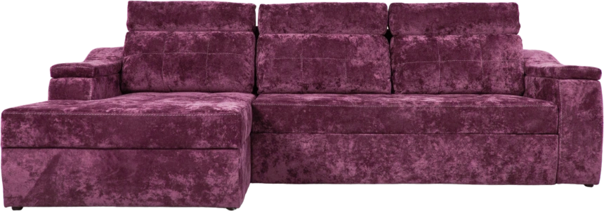 Диван угловой Бруно, Plush rose wood, ткань белая, угол левый