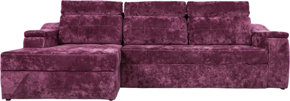 Диван угловой Бруно, Plush rose wood, ткань белая, угол левый