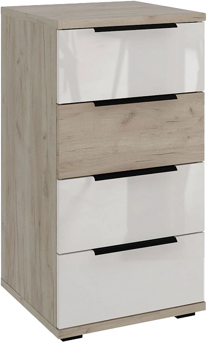 Комод Альянс, 4 ящика, Дуб крафт / Белый глянец