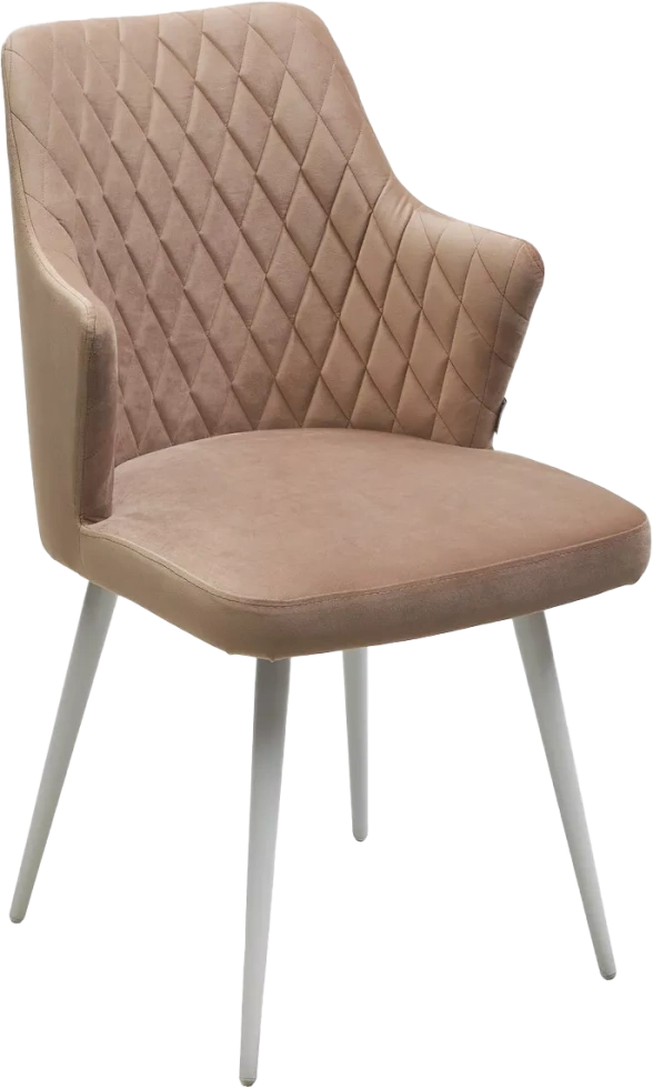 Стул Herman, поворотный, бежевый #5, велюр, белый каркас