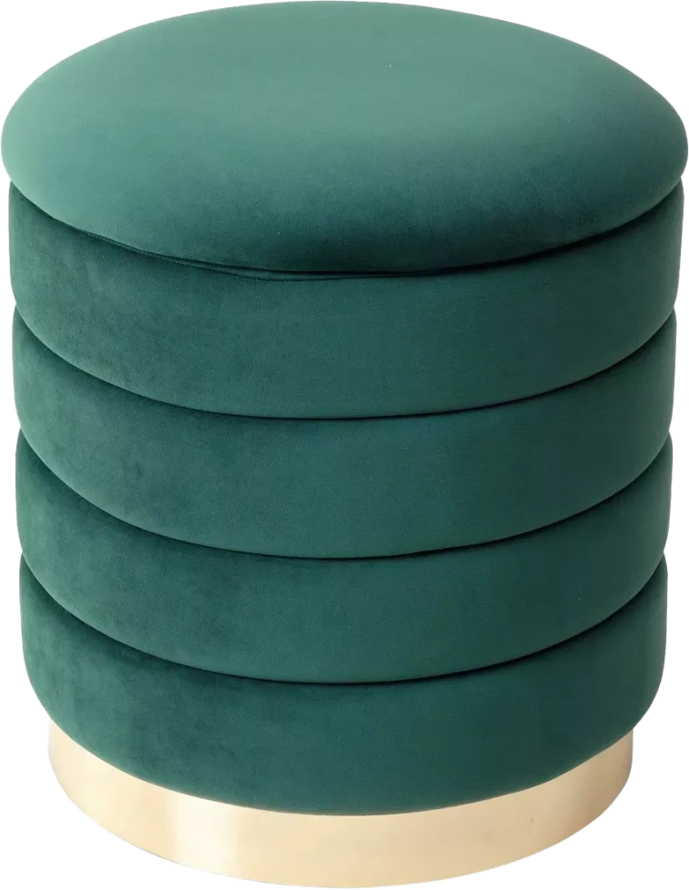 Пуф Фред, зеленый #19, велюр / золотой каркас