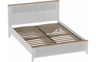 Кровать Валенсия 160, двуспальная, персидский жемчуг / дуб натуральный светлый