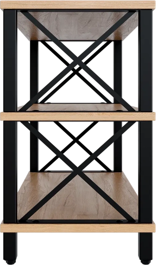 Обувница БОНН, открытая, дуб светлый / черный