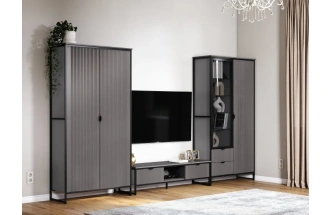 Шкаф двухдверный Нора, распашной для одежды, металл бруклин / графит