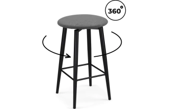 Полубарный табурет Гангток, крутящийся, графит / черный матовый
