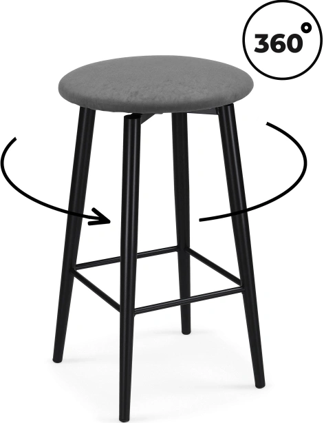 Полубарный табурет Гангток, крутящийся, графит / черный матовый