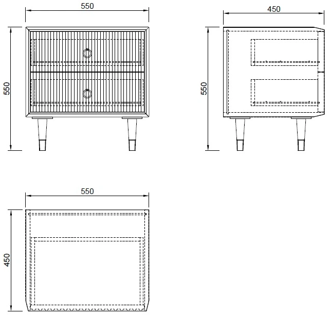 Тумбочка 77IP-NS008, с ящиками, коричневый / темно-серый