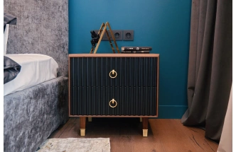 Тумбочка 77IP-NS008, с ящиками, коричневый / темно-серый