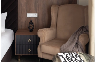 Тумбочка 77IP-NS008, с ящиками, коричневый / темно-серый