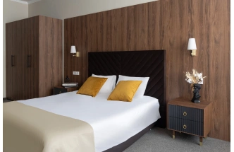 Тумбочка 77IP-NS008, с ящиками, коричневый / темно-серый