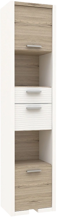 Шкаф пенал Венето, с открытыми полками, Дуб санремо / Белый