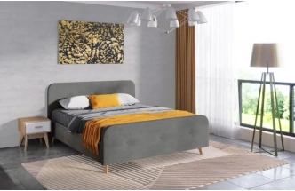 Кровать Сиерра 140, мягкая, полутораспальная, торонто серый