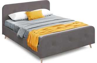 Кровать Сиерра 140, мягкая, полутораспальная, торонто серый