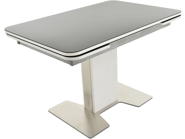 Кухонный стол Тайбэй, черный, стекло, каркас белый