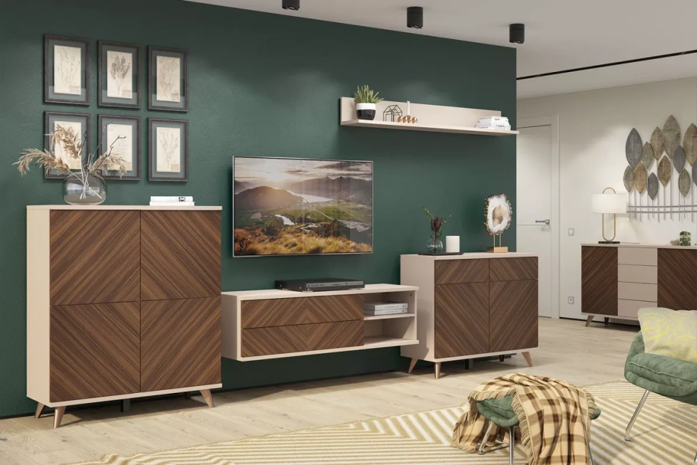 Гостиная модульная Хармони 2, Бежевый / Древесный