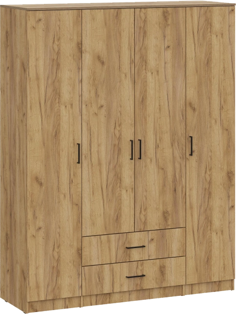 Шкаф четырехдверный Валетта, распашной для одежды, дуб золотой