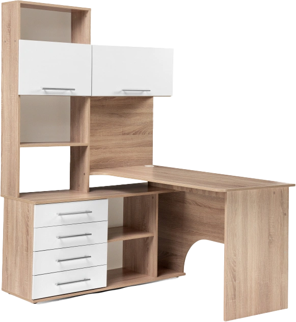 Стол компьютерный левый КСТ-14Л, дуб сонома / белый