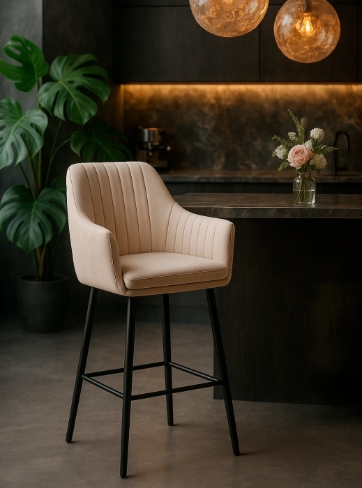 Полубарный стул Райнер, бежевый MR -26 / черный