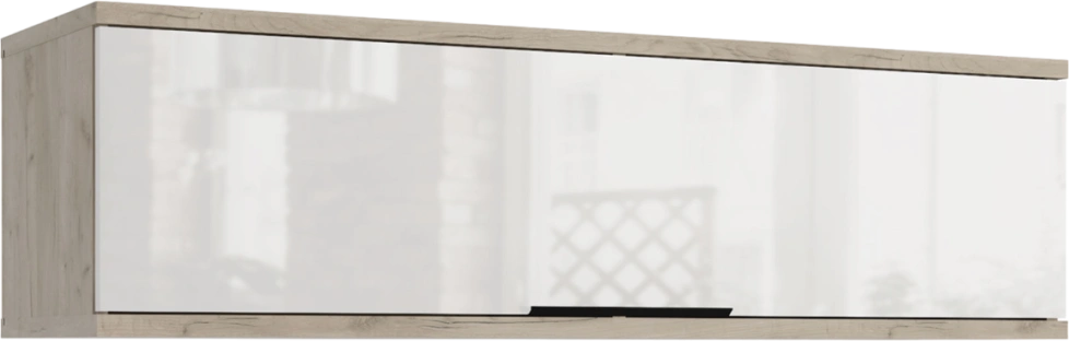 Полка навесная Альянс, 119x33x34, Дуб крафт / Белый глянец