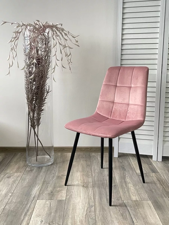 Стул Bari, мягкий, UF910-07 PINK, велюр, черный каркас