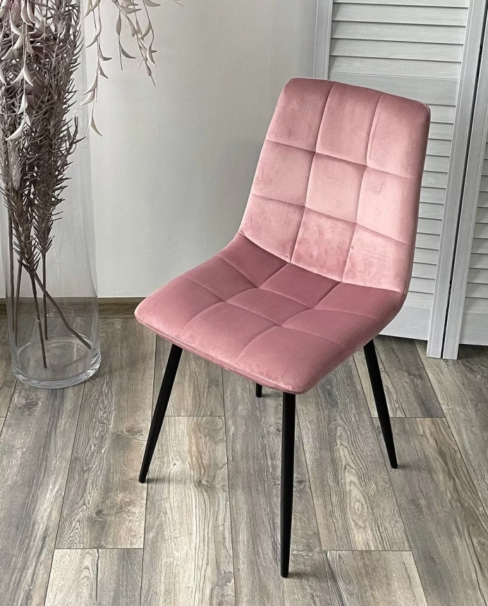 Стул Bari, мягкий, UF910-07 PINK, велюр, черный каркас