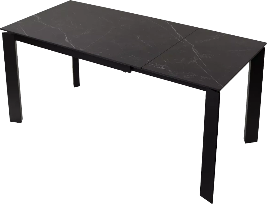 Кухонный стол раздвижной Corner 120, Matt Black Marble Solid Ceramic, Black