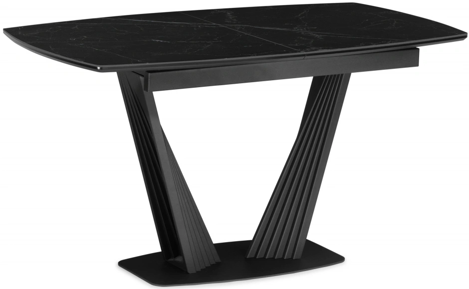 Обеденный раздвижной стол Вейл, 140(180)х80, керамика, черный мрамор / черный