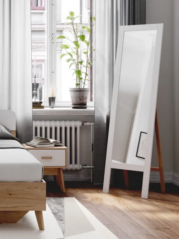 Тумба прикроватная Калгари, с ящиком, дуб натуральный светлый / белый матовый