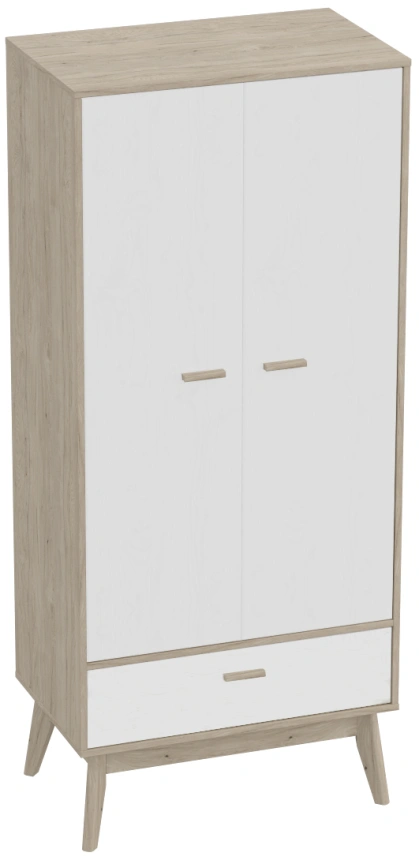 Модульная гостиная Калгари 2, дуб натуральный светлый / белый матовый