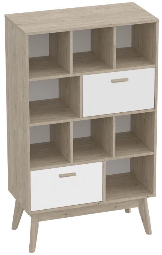 Модульная гостиная Калгари 2, дуб натуральный светлый / белый матовый