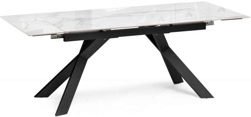 Кухонный обеденный раздвижной стол Хилбри, 140(200)х80х76, statuario cara / черный