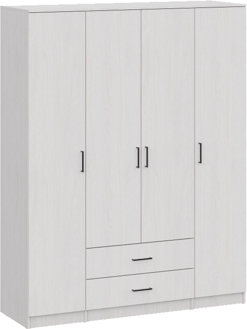 Шкаф четырехдверный Валетта, распашной для одежды, ясень анкор светлый