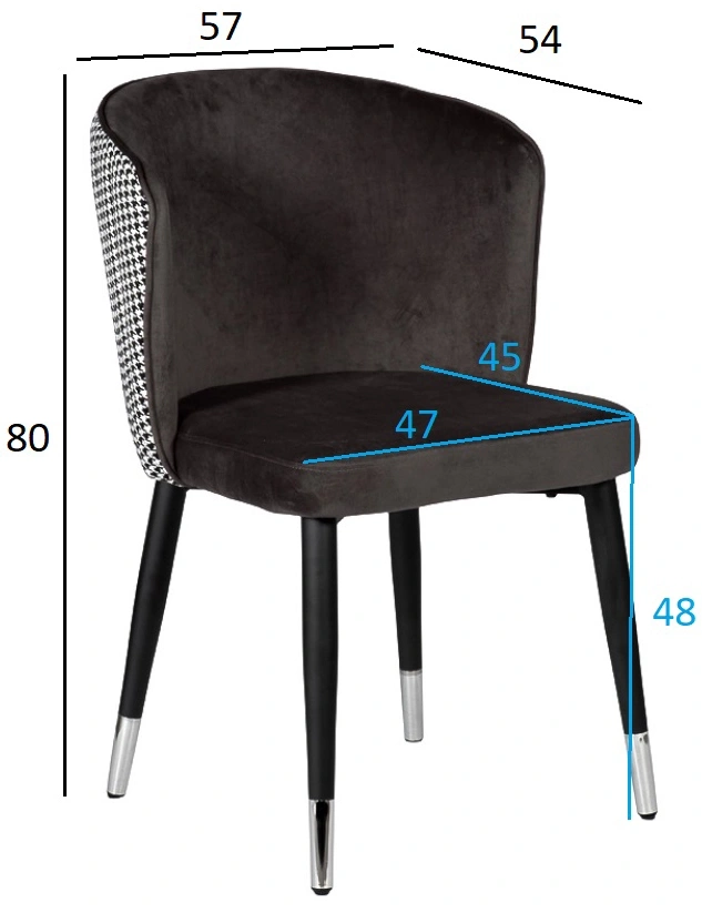 Стул 30C-1232F GR, мягкий, велюр, серый 