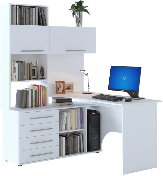 Стол компьютерный левый КСТ-14Л, белый левый