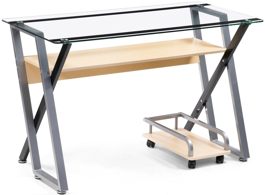 Компьютерный стол Gunar, silver gray / clear glass